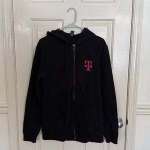 T-Mobile Black zip-up hoodie, unisex size large